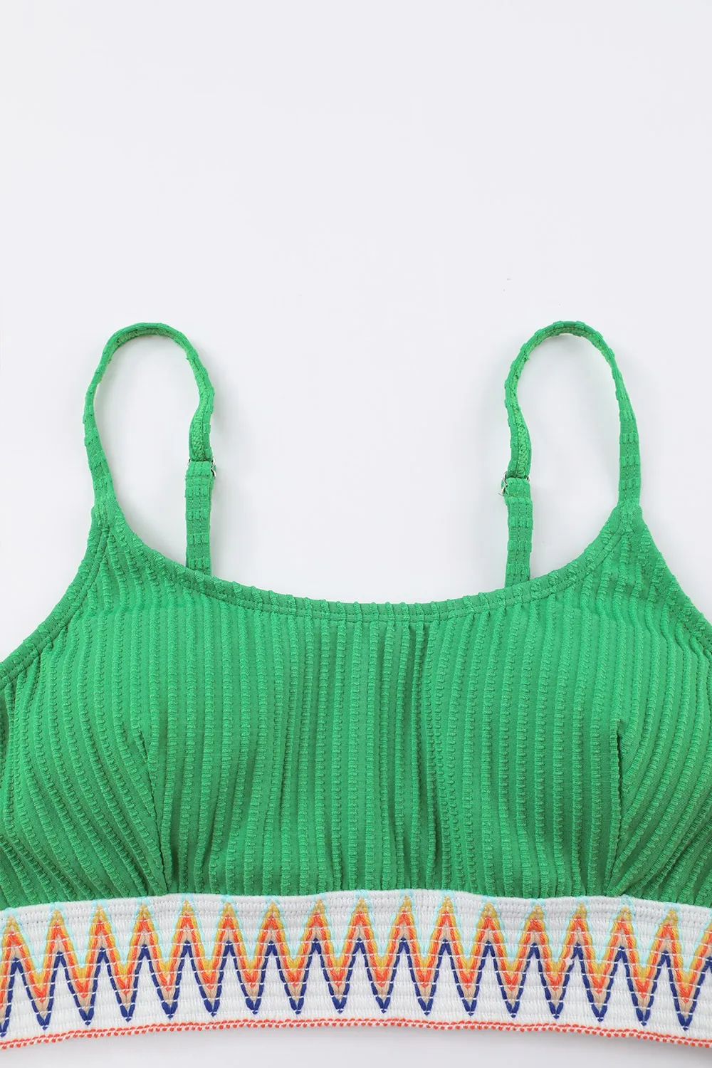 Textured Contrast Banding Bikini High Waist 2pcs Swimsuit, image 17