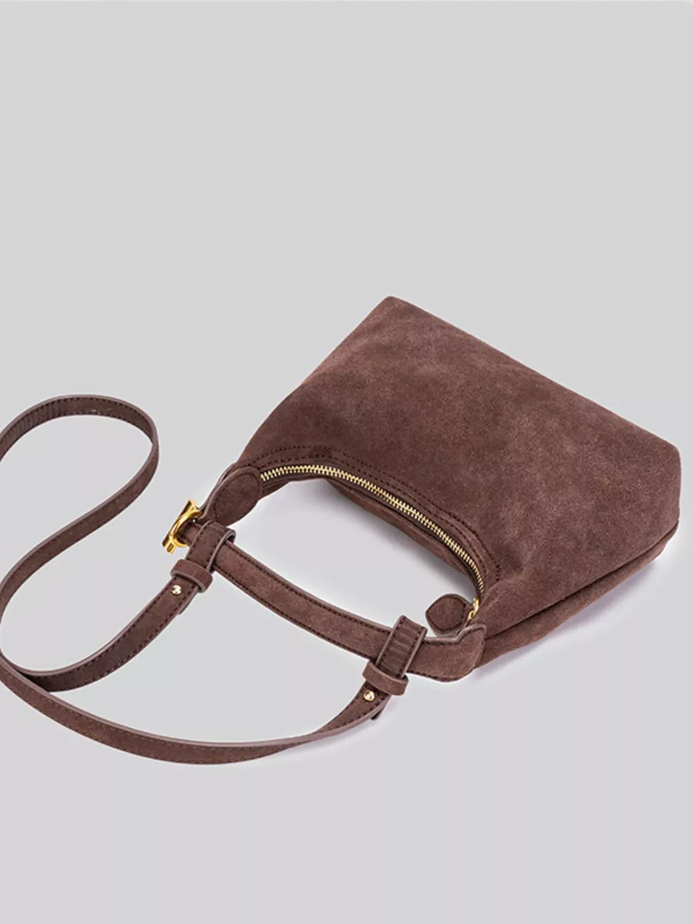 Minimalist Suede Crossbody Bag with Top Handle, image 12