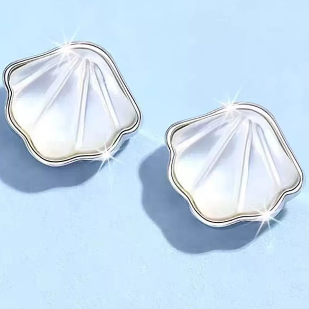 925 Sterling Silver Shell Stud Earrings, image 6