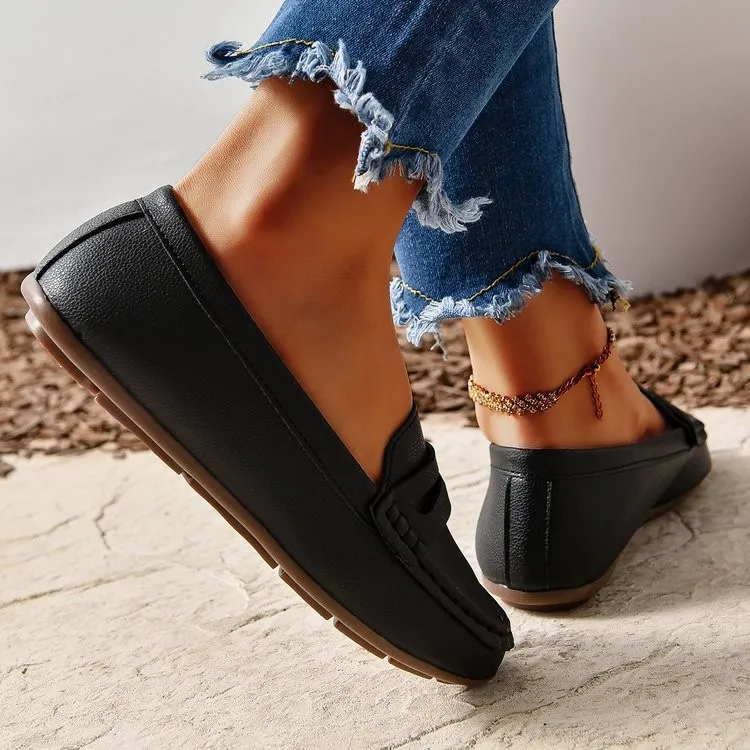PU Leather Round Toe Flat Slip-Ons, image 4