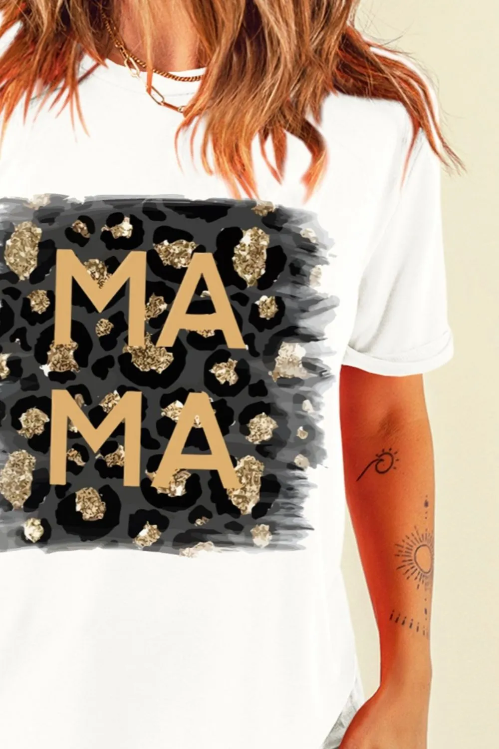MAMA Round Neck Short Sleeve T-Shirt, image 3