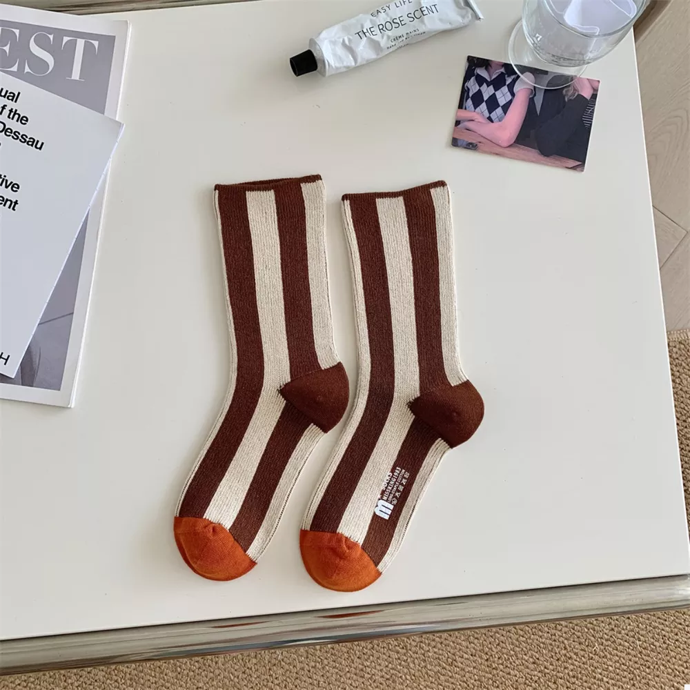 Contrast Striped Crew Socks, image 15