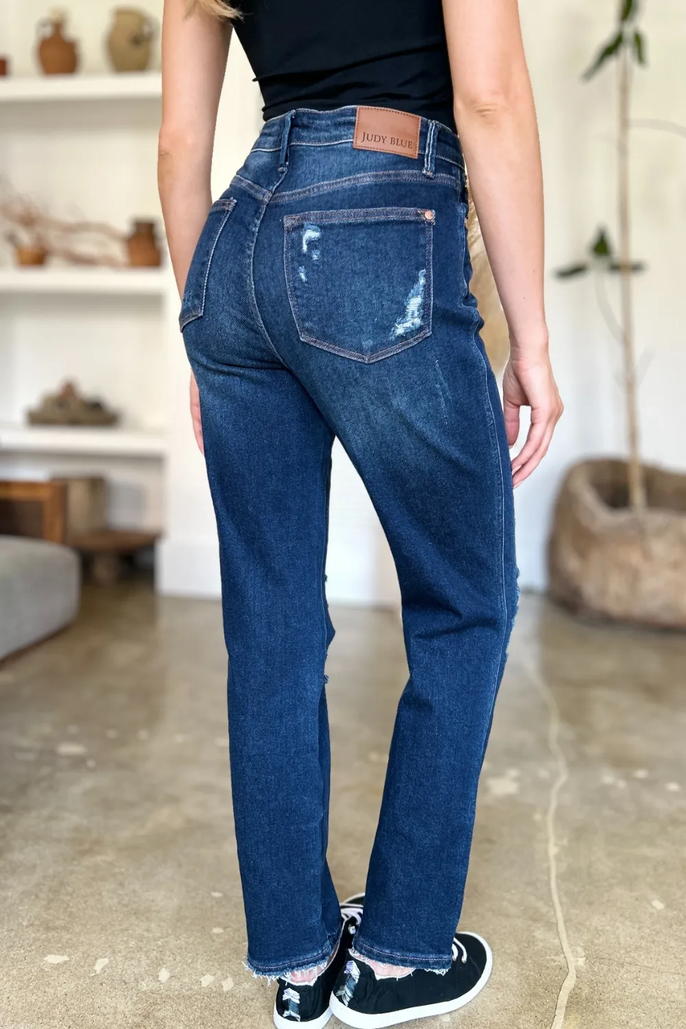 Full Size High Waist Rigid Magic Heavy Destroy Straight Jeans, image 7