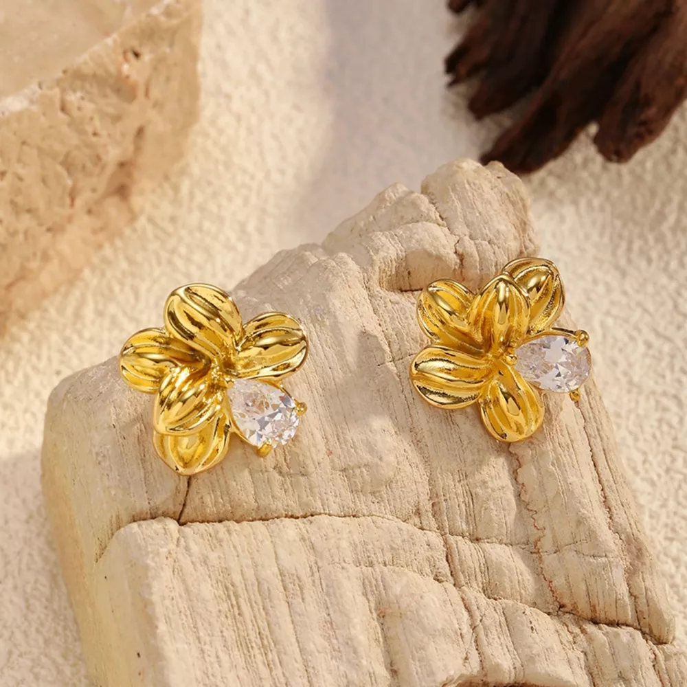 18K Gold-Plated Flower Stud Earrings, image 6