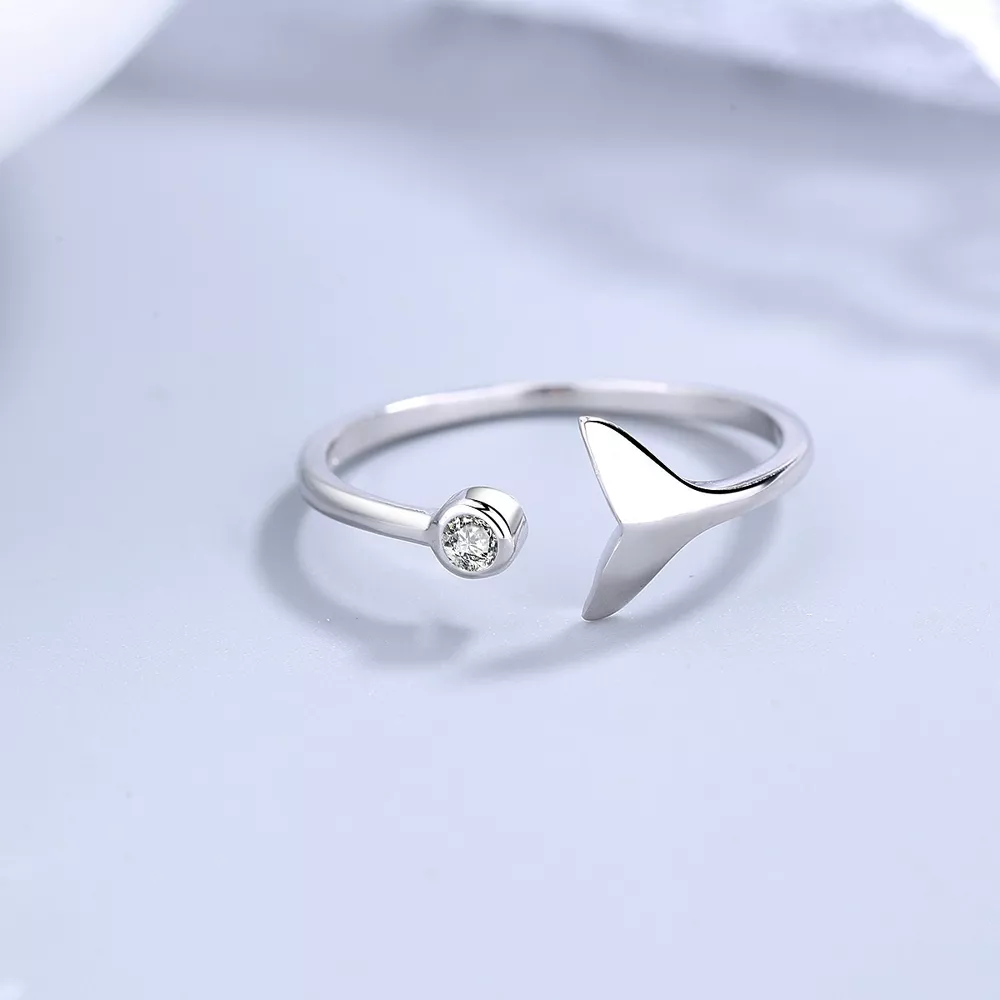 925 Sterling Silver Whale Tail Ring, image 2