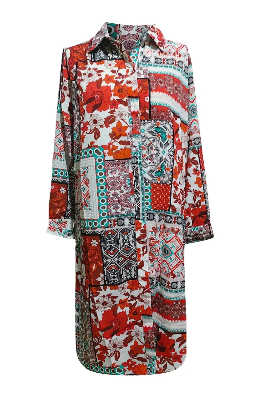 Printed Button Up Long Sleeve Cardigan, image 9