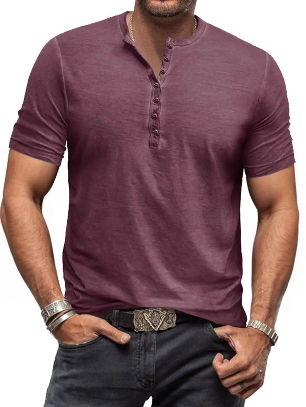 Men's Full Size Button Detail Short Sleeve Polo Plus Size, image 5