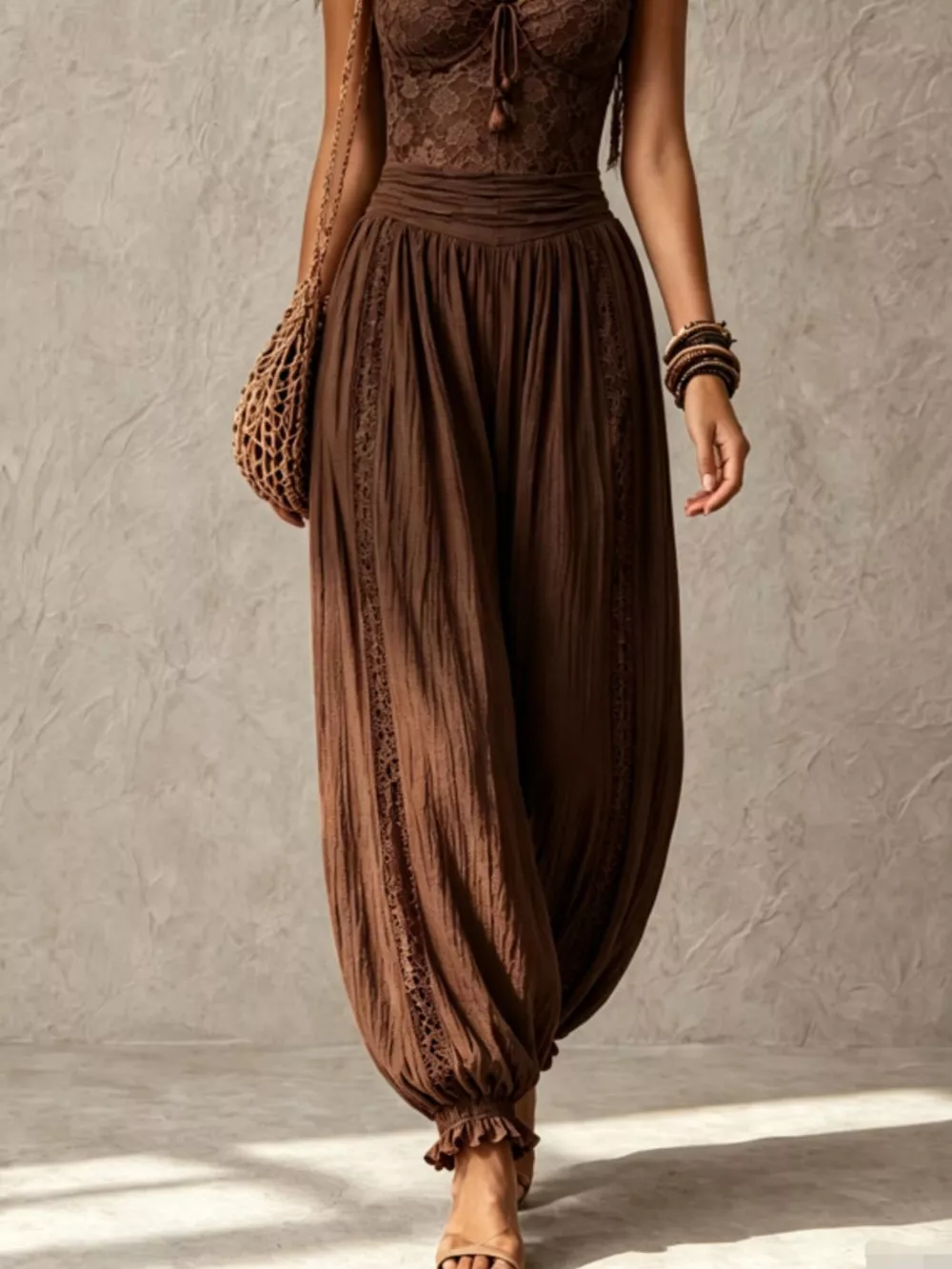 Boho Lace Corset Bodice Jumpsuit with Harem Pants, image 13