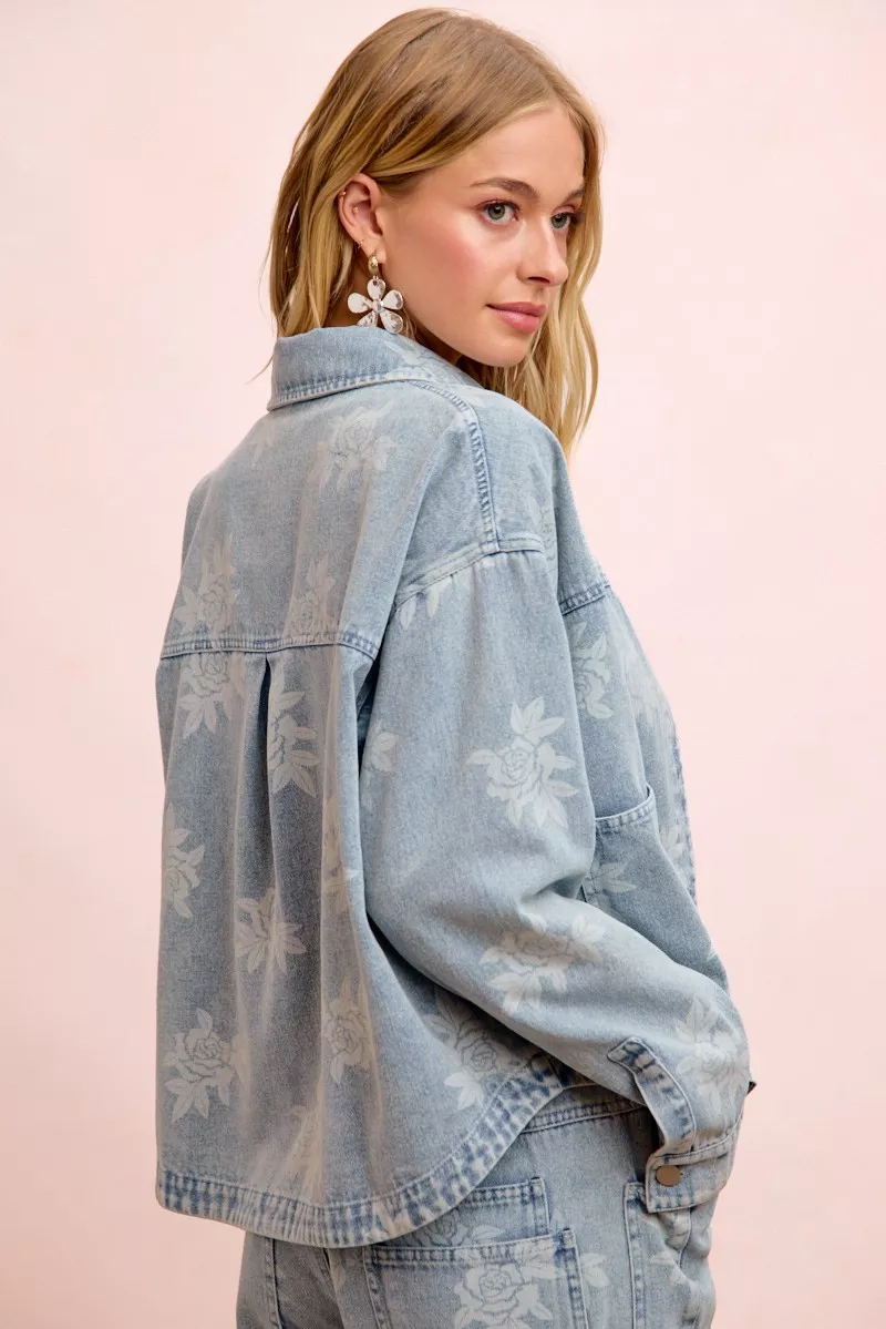 BiBi Printed Washed Denim Jacket With Pocket, image 3