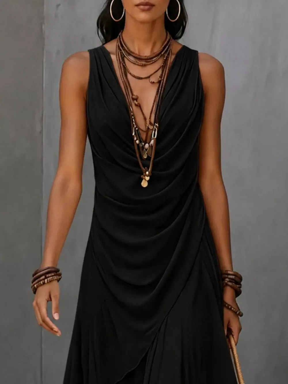 Sleeveless Layered Ruffle Hem Maxi Dress, image 8