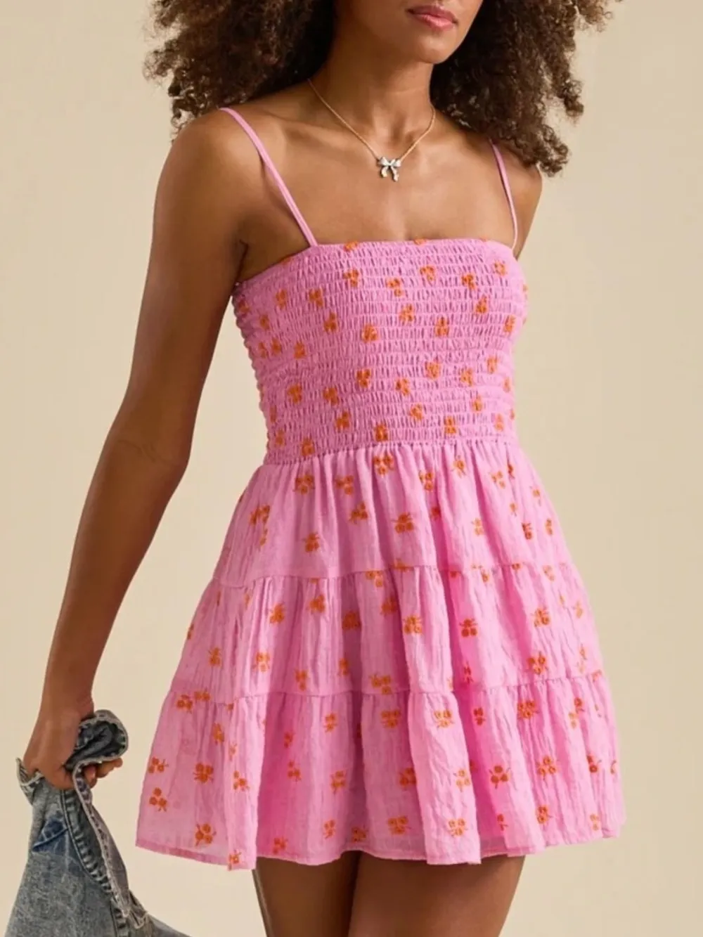 Floral Smocked Tiered Mini Cami Dress, image 5