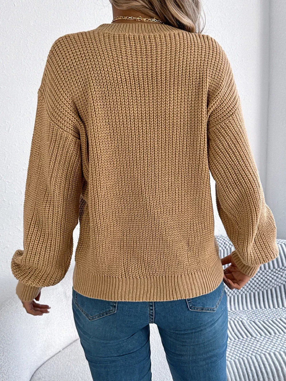 Openwork Round Neck Sweater, image 14