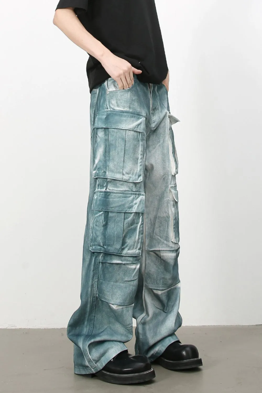 Men's Tie-Dye Cargo Jeans, image 4