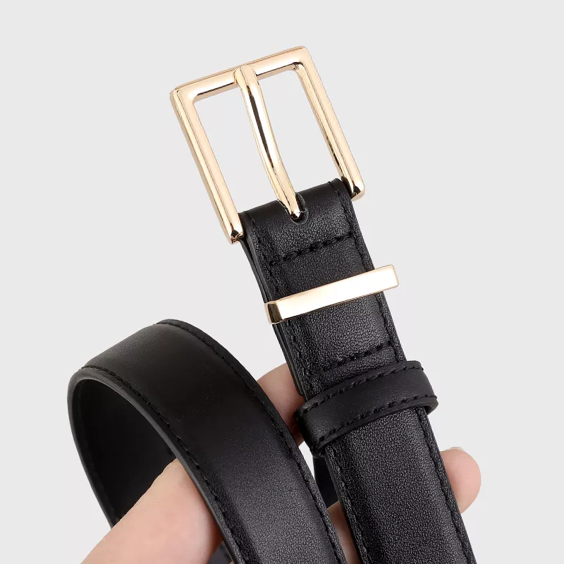 Leather Belt with Golden Buckle, image 2