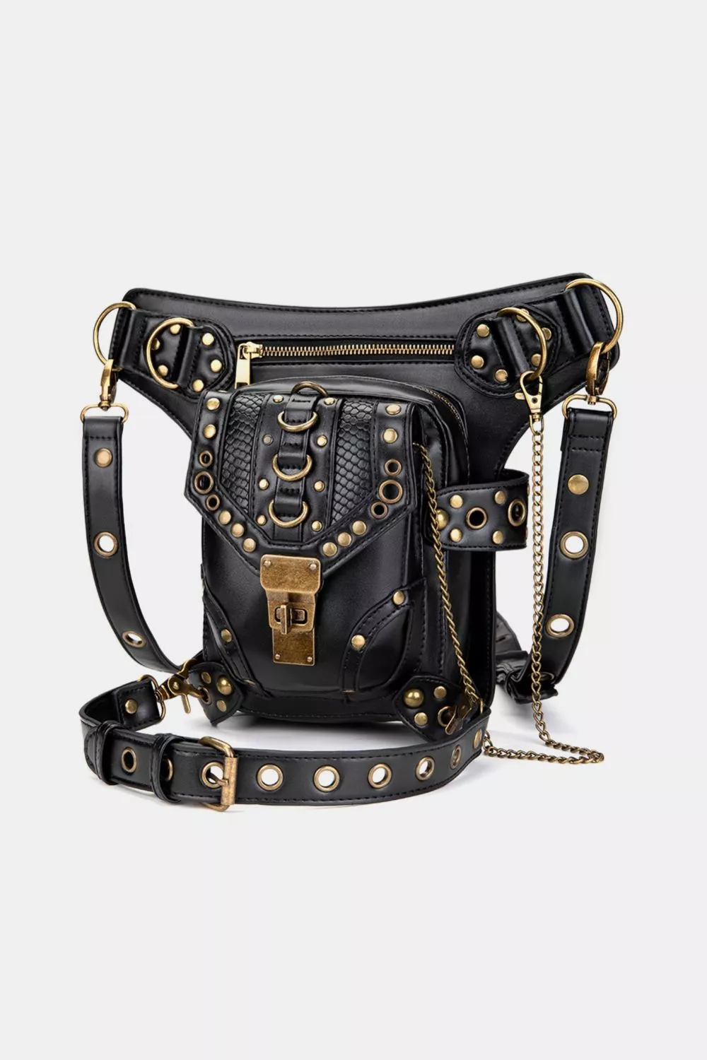 Steampunk Rivet Decor Multipurpose Crossbody Bag, image 3
