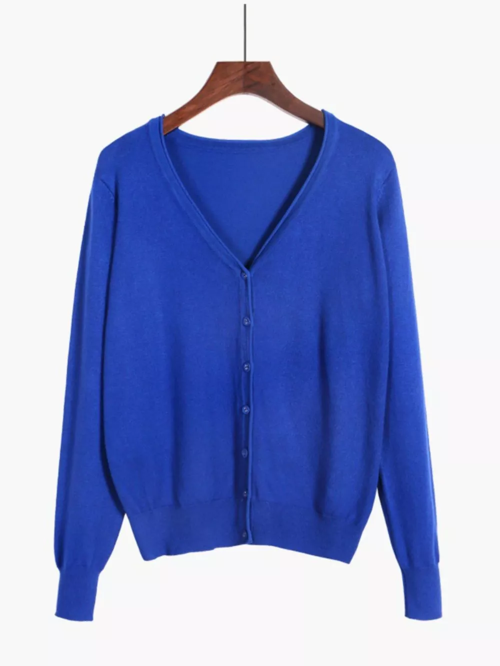 Classic V-Neck Button-Down Knit Cardigan, image 99