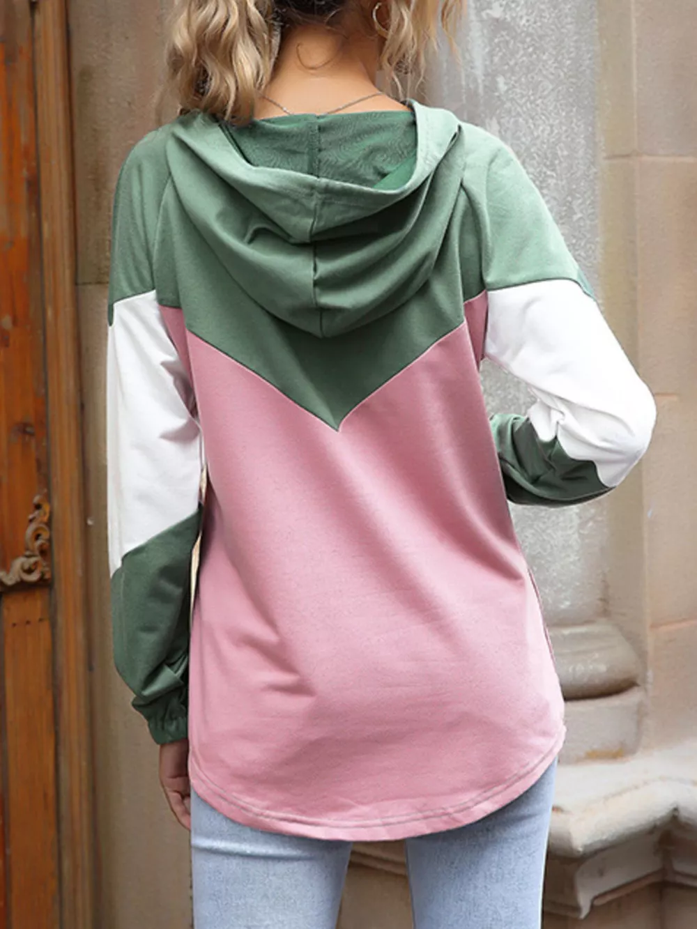Color Block Casual Long Sleeve Hoodie, image 5