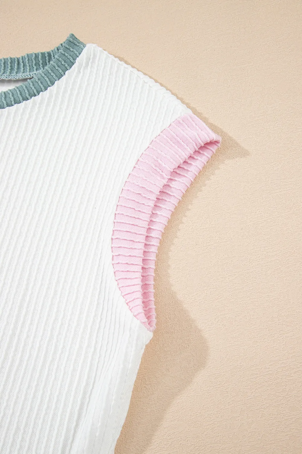 Contrast Trim Ribbed Knit Sleeveless Top, image 16
