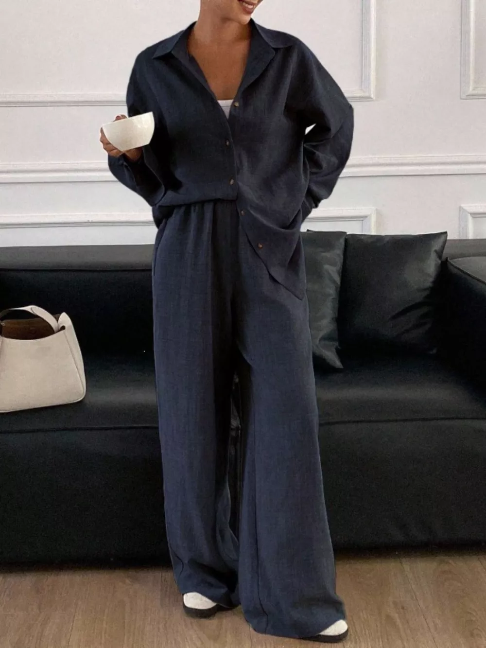 Button-Down Shirt and Wide-Leg Pants Set, image 7