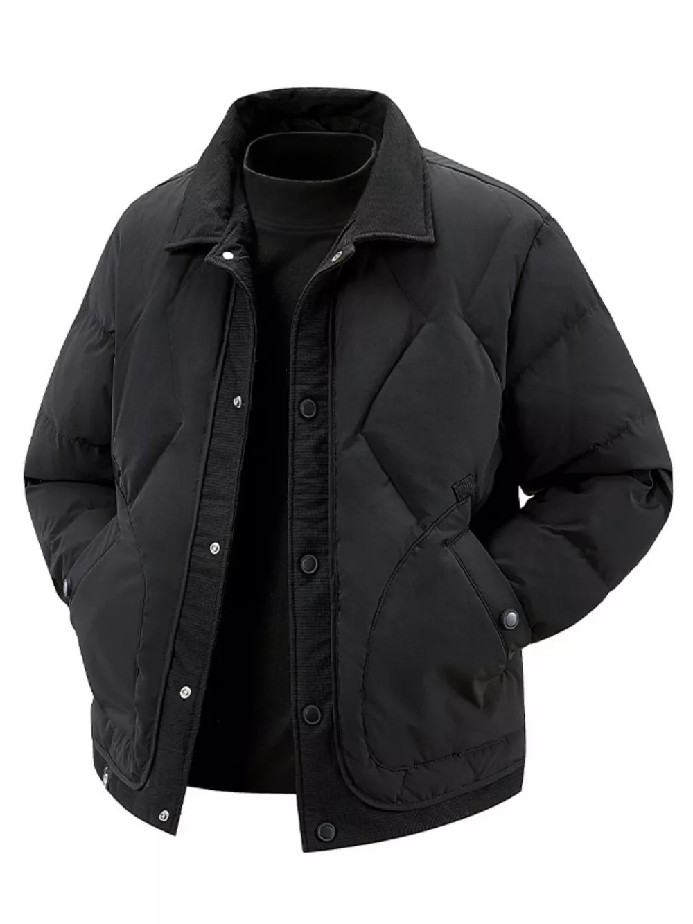 Men's Plus Size Quilted Snap-Down Padded Coat