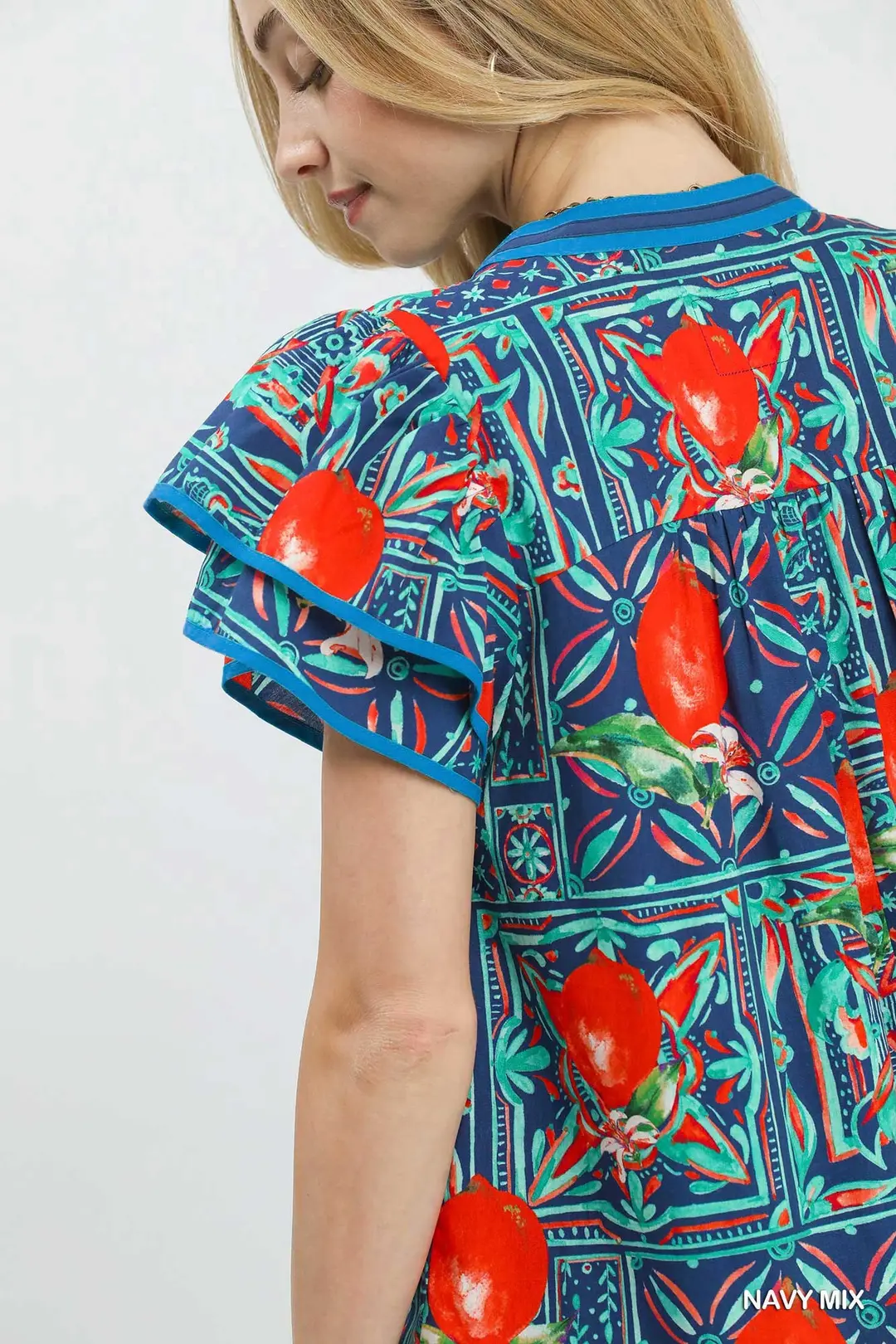 Abstract Print Flutter Sleeve Blouse, image 4