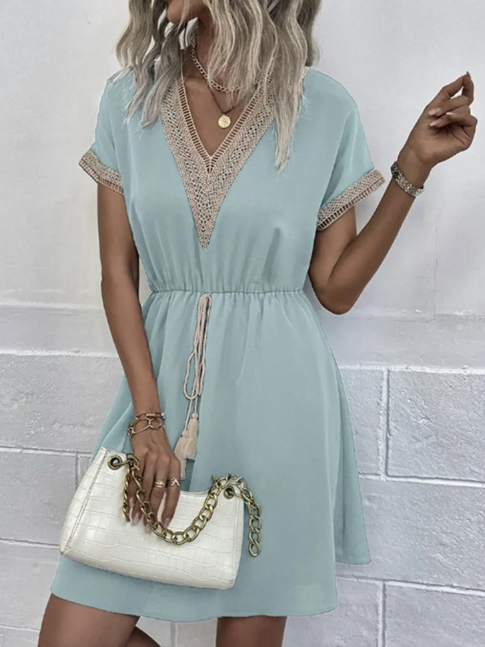 Full Size V-Neck Short Sleeve Dress Plus Size, image 12