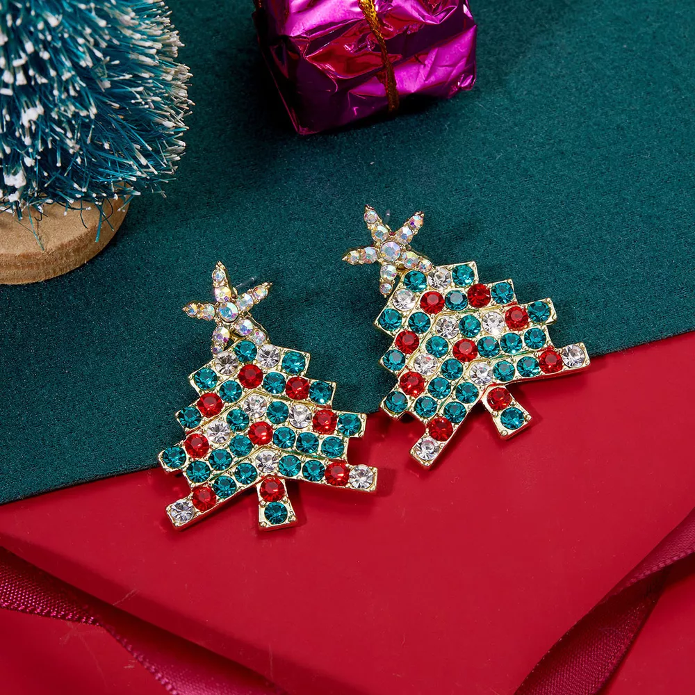 Christmas Tree Rhinestone Earrings, image 3
