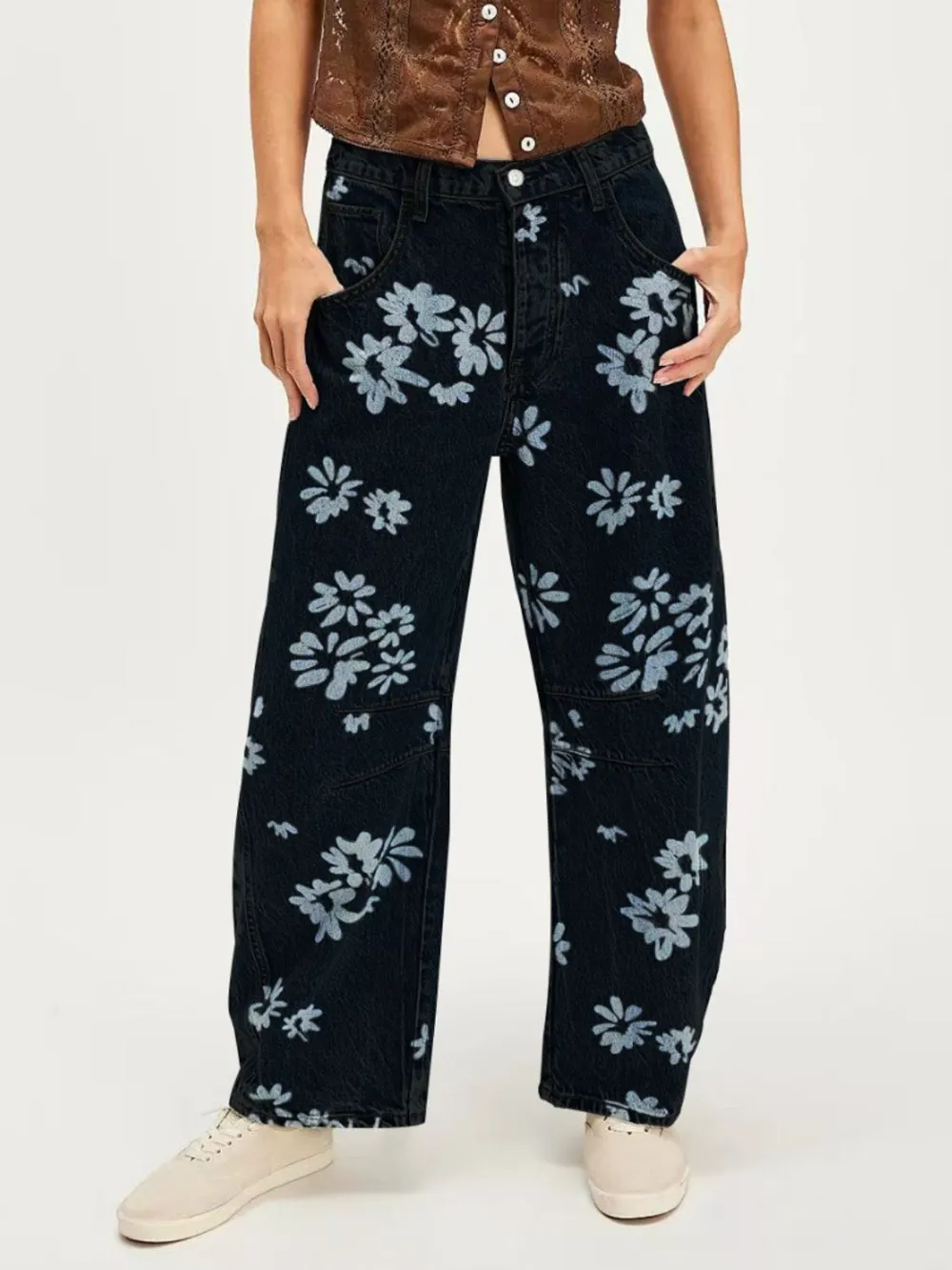 Printed Wide Leg Jeans, image 5