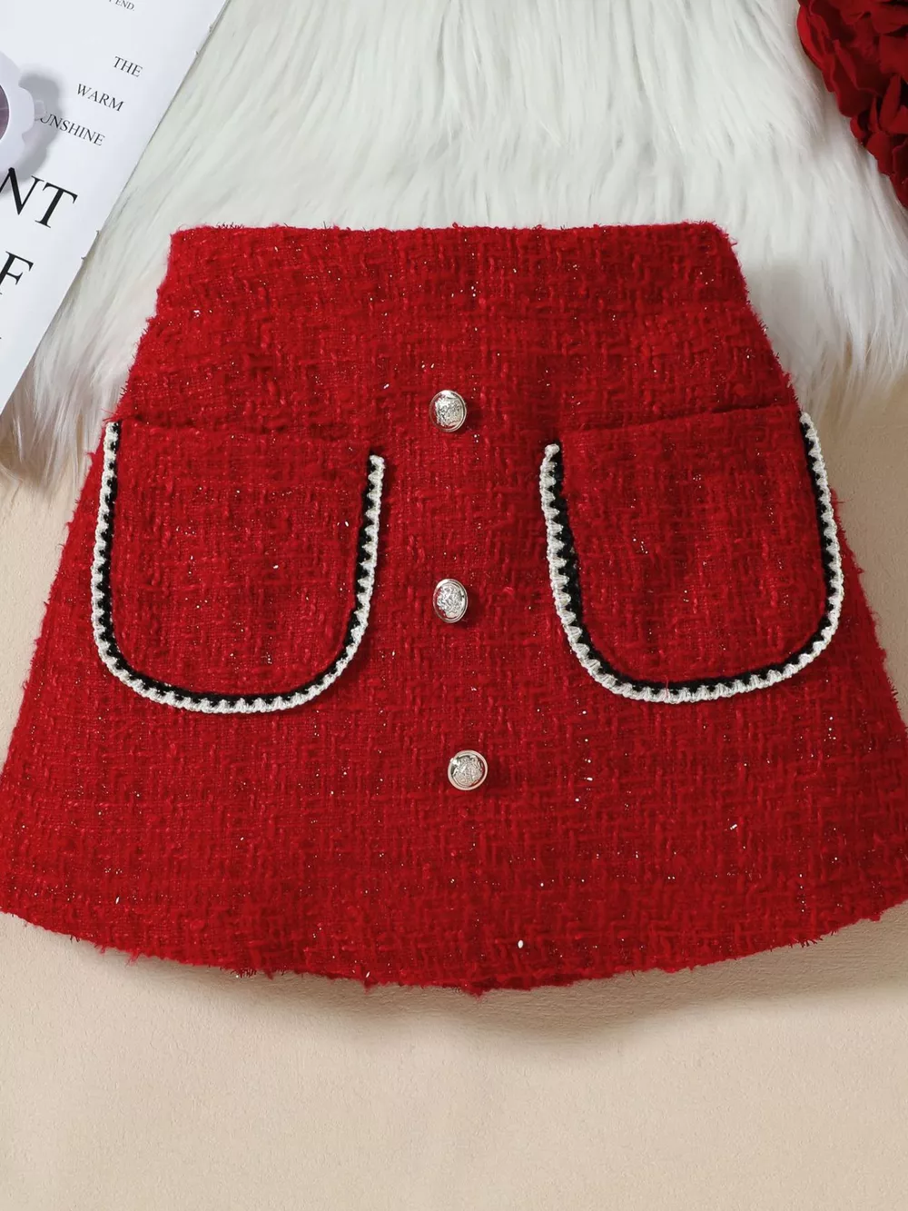 Children's Openwork Top and Tweed Skirt Set, image 5