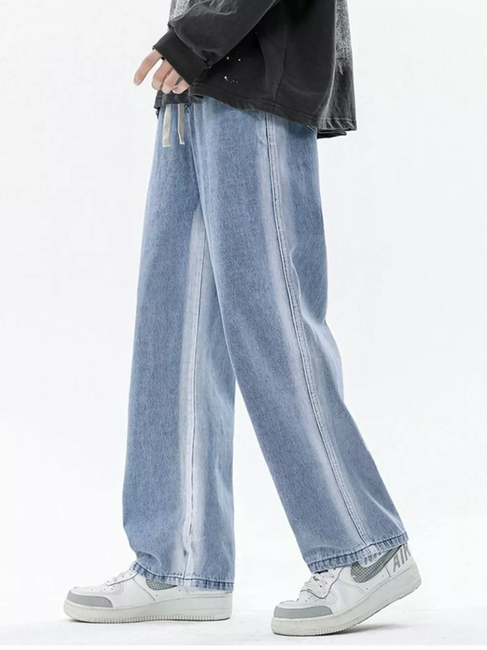 Men's Full Size Drawstring Relaxed Fit Wide Leg Jeans Plus Size, image 13