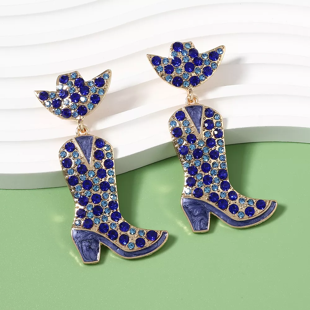 Rhinestone Cowboy Boot Dangle Earrings, image 7