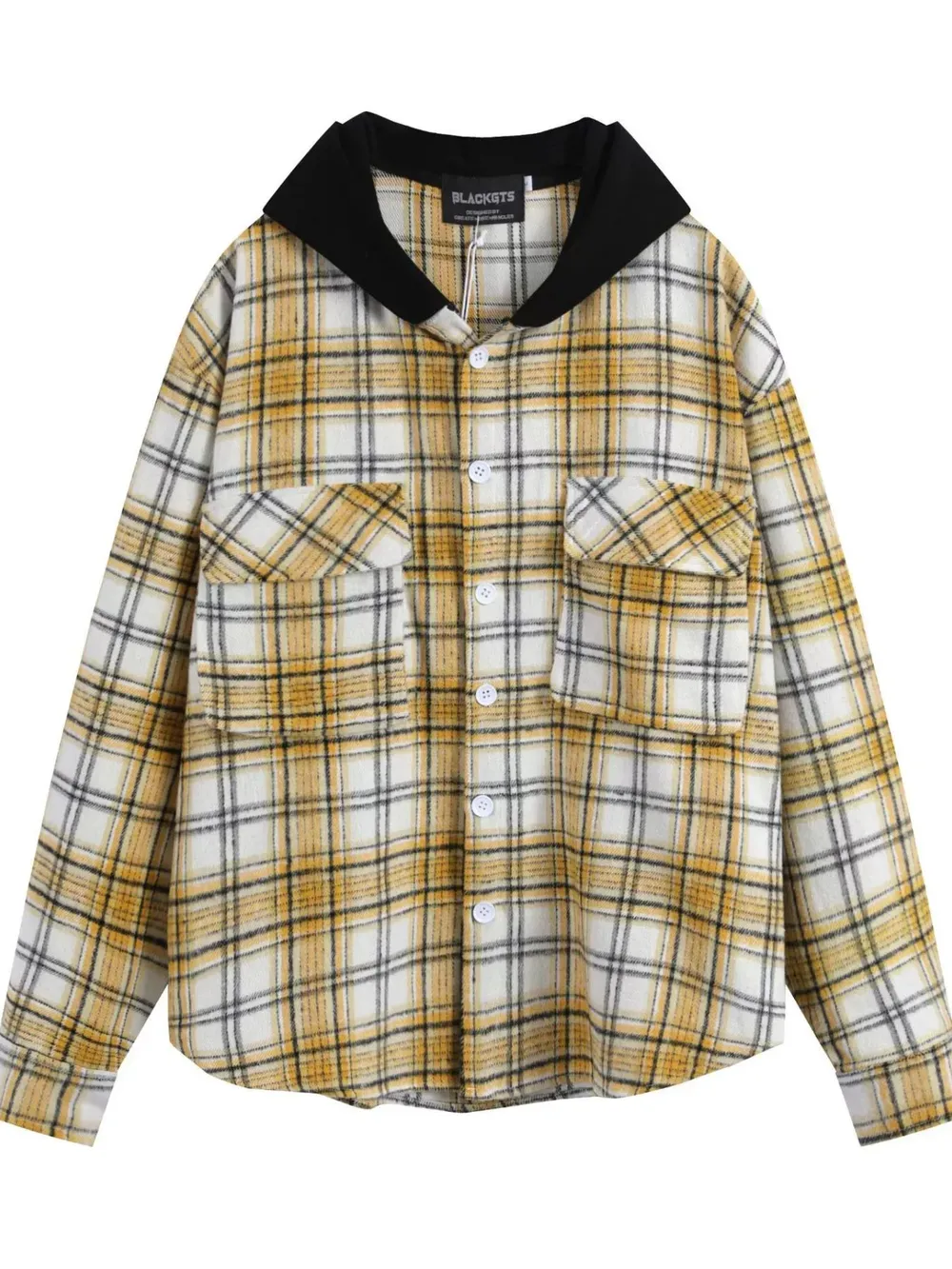 Men's Plaid Button Up Hooded Shirt, image 2