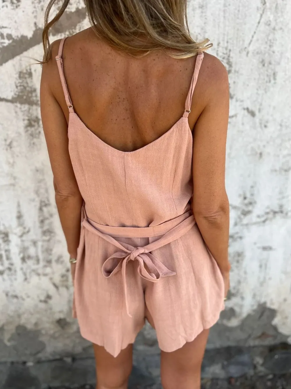 Full Size Button-Front Belted Cami Romper Plus Size, image 7