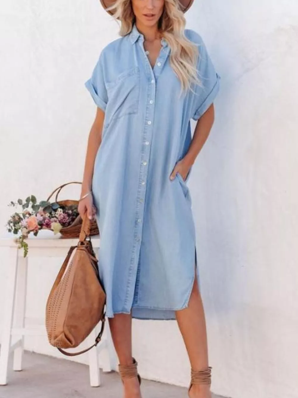 Casual Shirt Dress with Side Slits, image 4