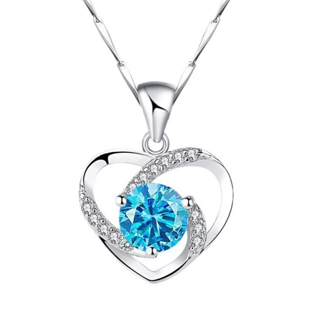 925 Sterling Silver Zircon Heart Necklace, image 7