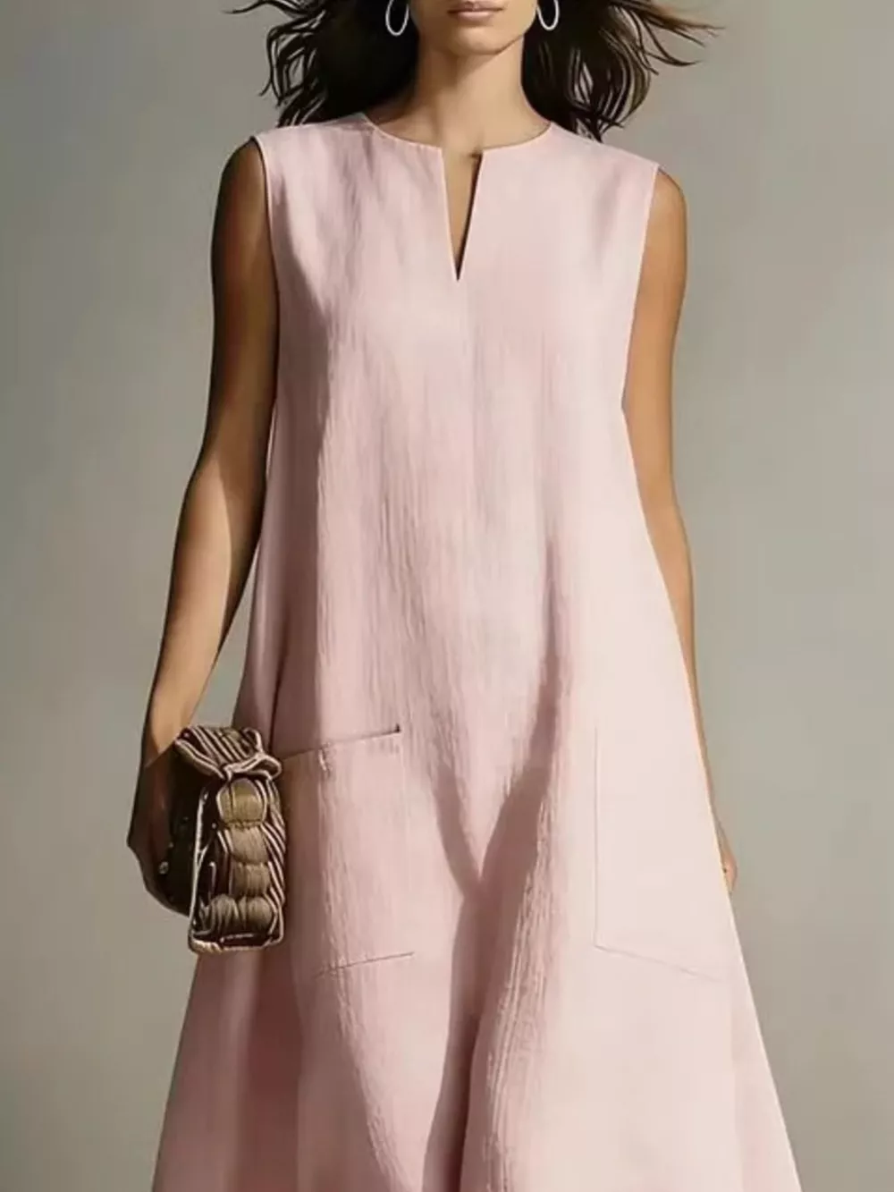 Full Size Notched Sleeveless Maxi Dress Plus Size, image 7