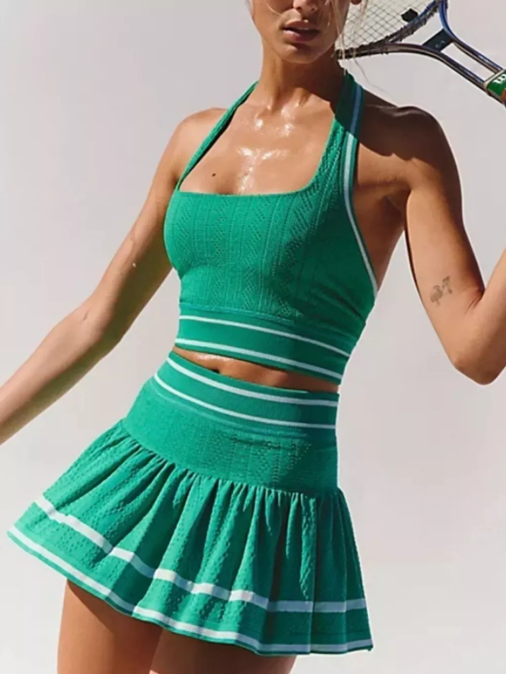 Halter Neck Tank and Skirt Tennis Active Set, image 12