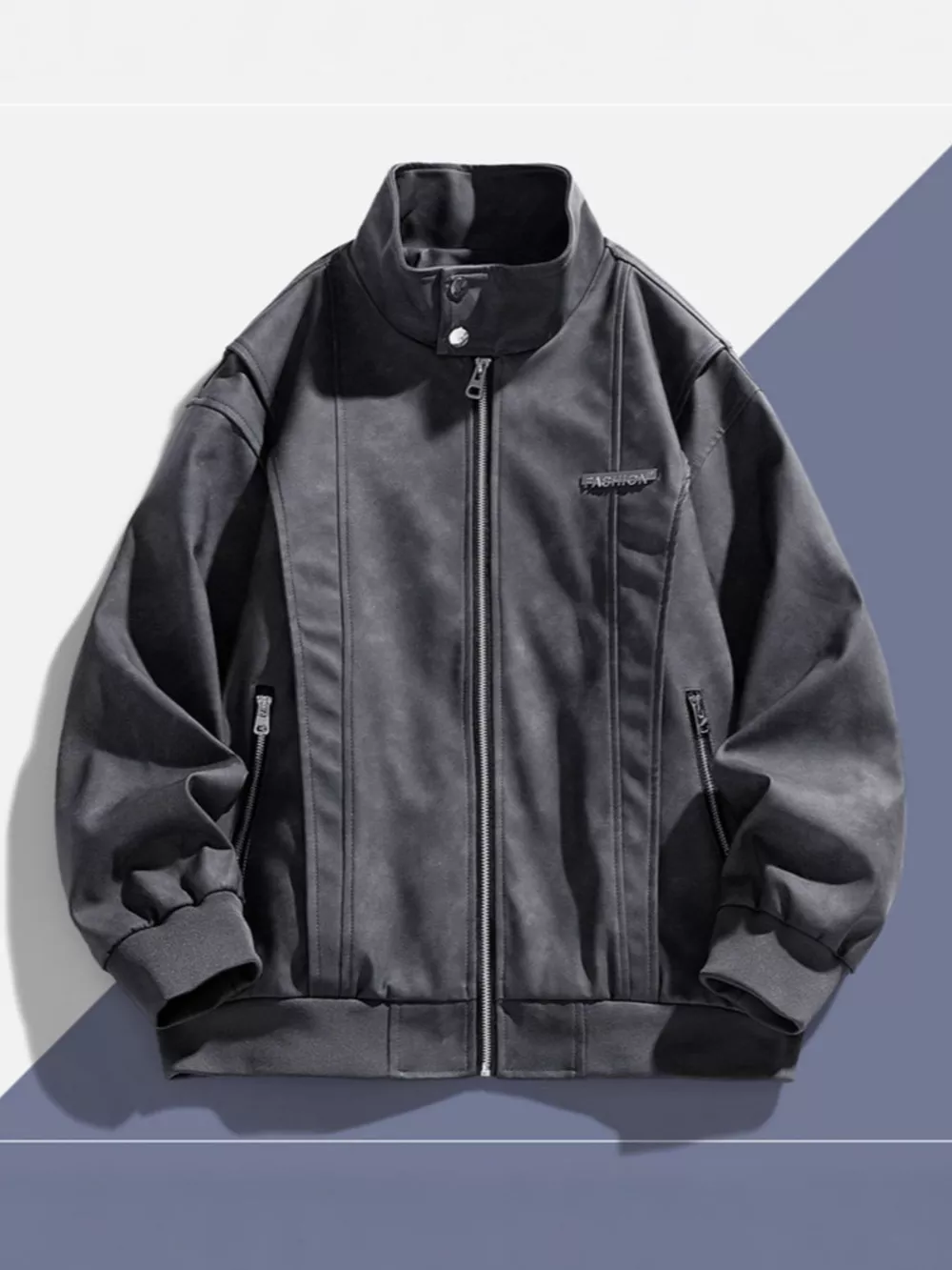 Men's Plus Size Zip Up Long Sleeve Jacket
