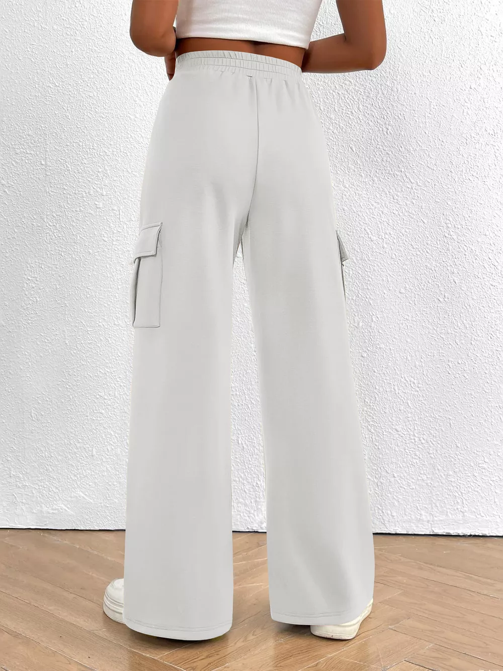 Casual High Waist Cargo Pants with Drawstring, image 3