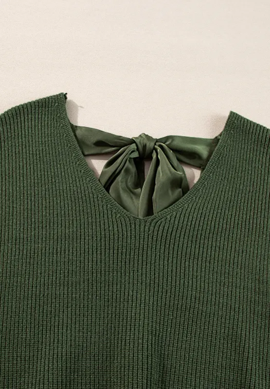 Tied Back V-Neck Long Sleeve Sweater, image 11