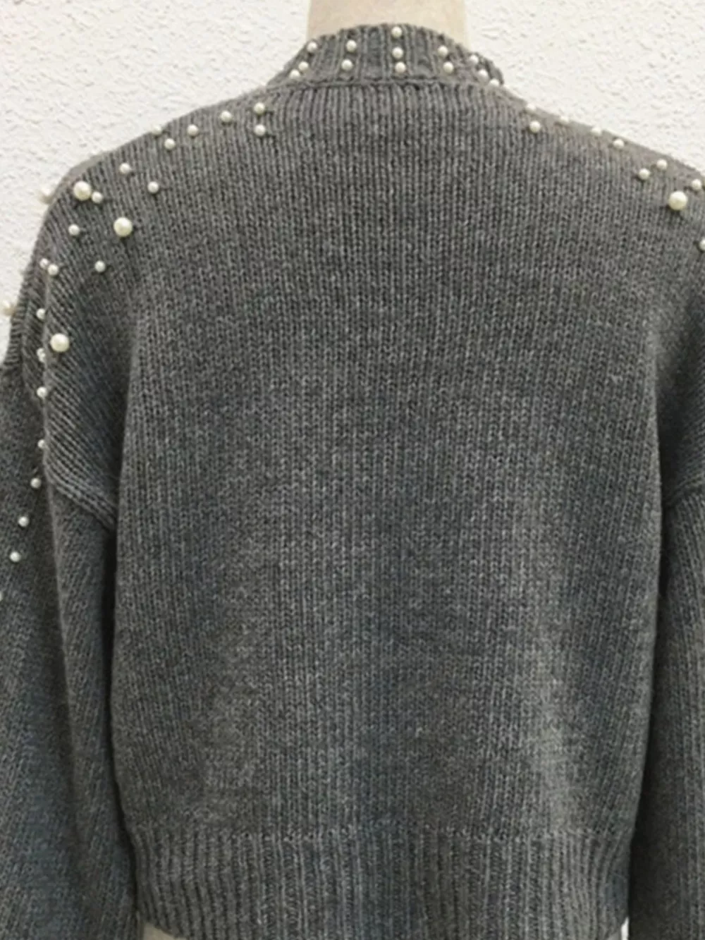 Pearl-Embellished Mock Neck Sweater, image 8