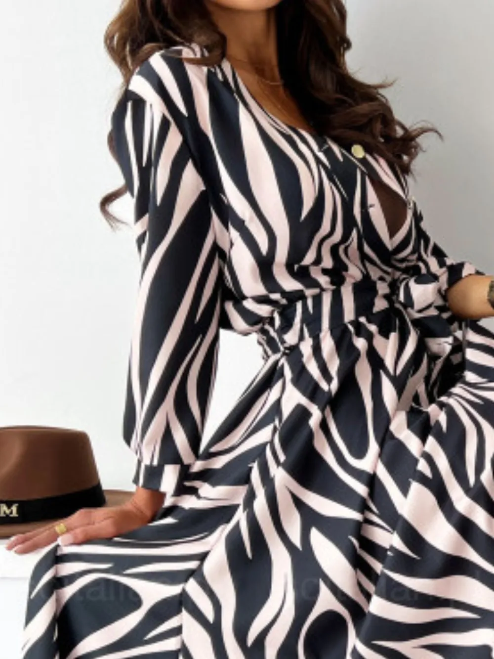 Printed Tie Waist Midi Dress, image 32