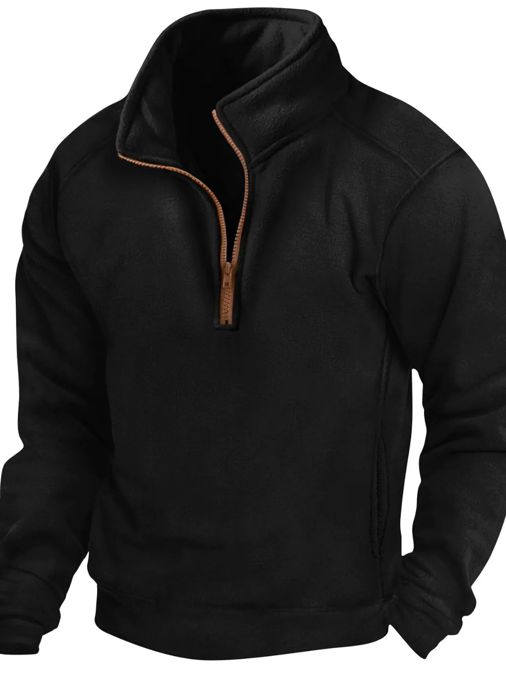 Men's Full Size Half Zip Long Sleeve Sweatshirt Plus Size, image 2
