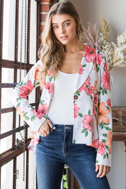 Full Size Multi Color Floral Blazers with Tunic Plus Size, image 8