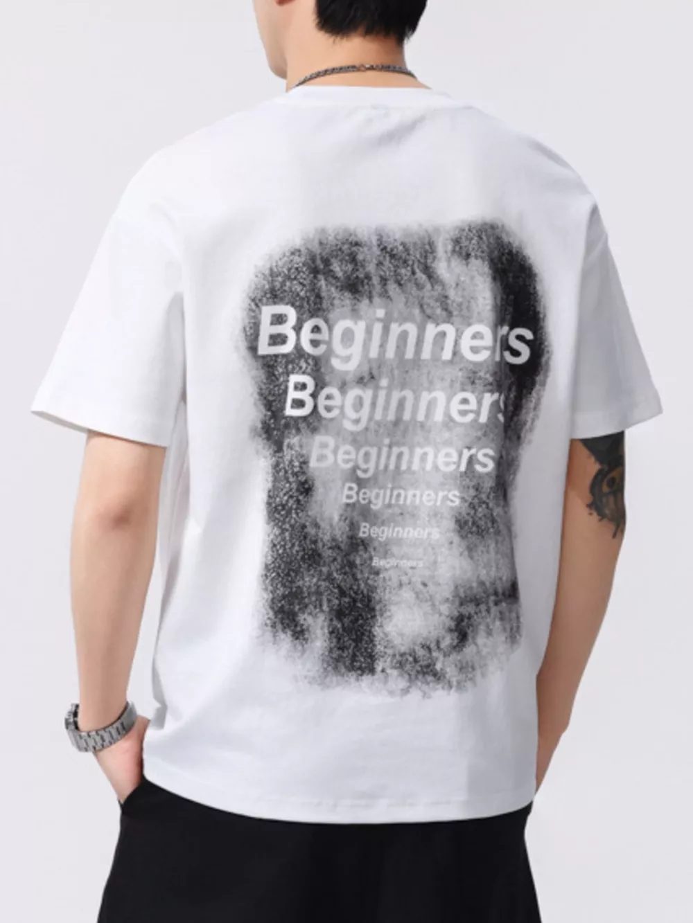 Men's Plus Size Letter Round Neck Short Sleeve T-Shirt, image 4