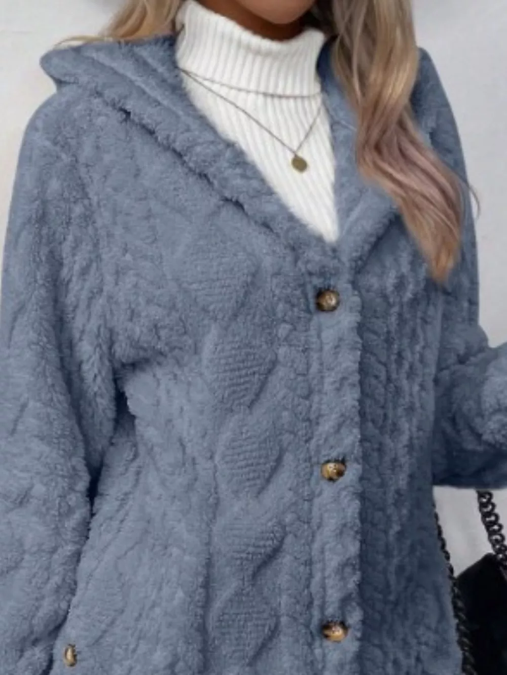 Full Size Button-Down Hooded Outerwear Plus Size, image 4
