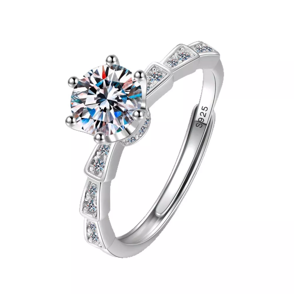1 Carat Moissanite 925 Sterling Silver Ring, image 4