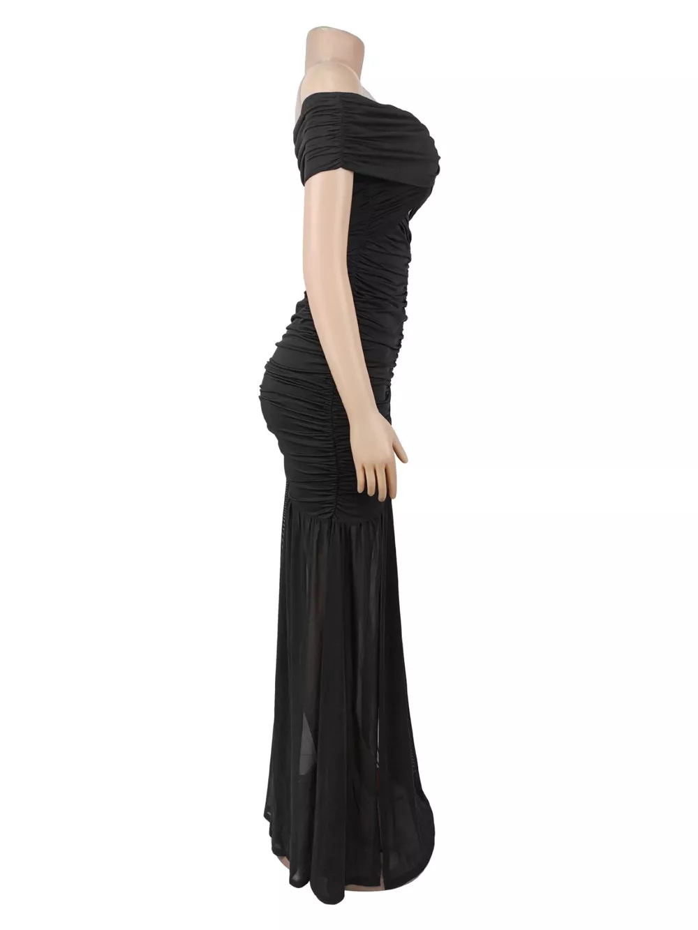Off-Shoulder Ruched Mermaid Maxi Dress, image 4