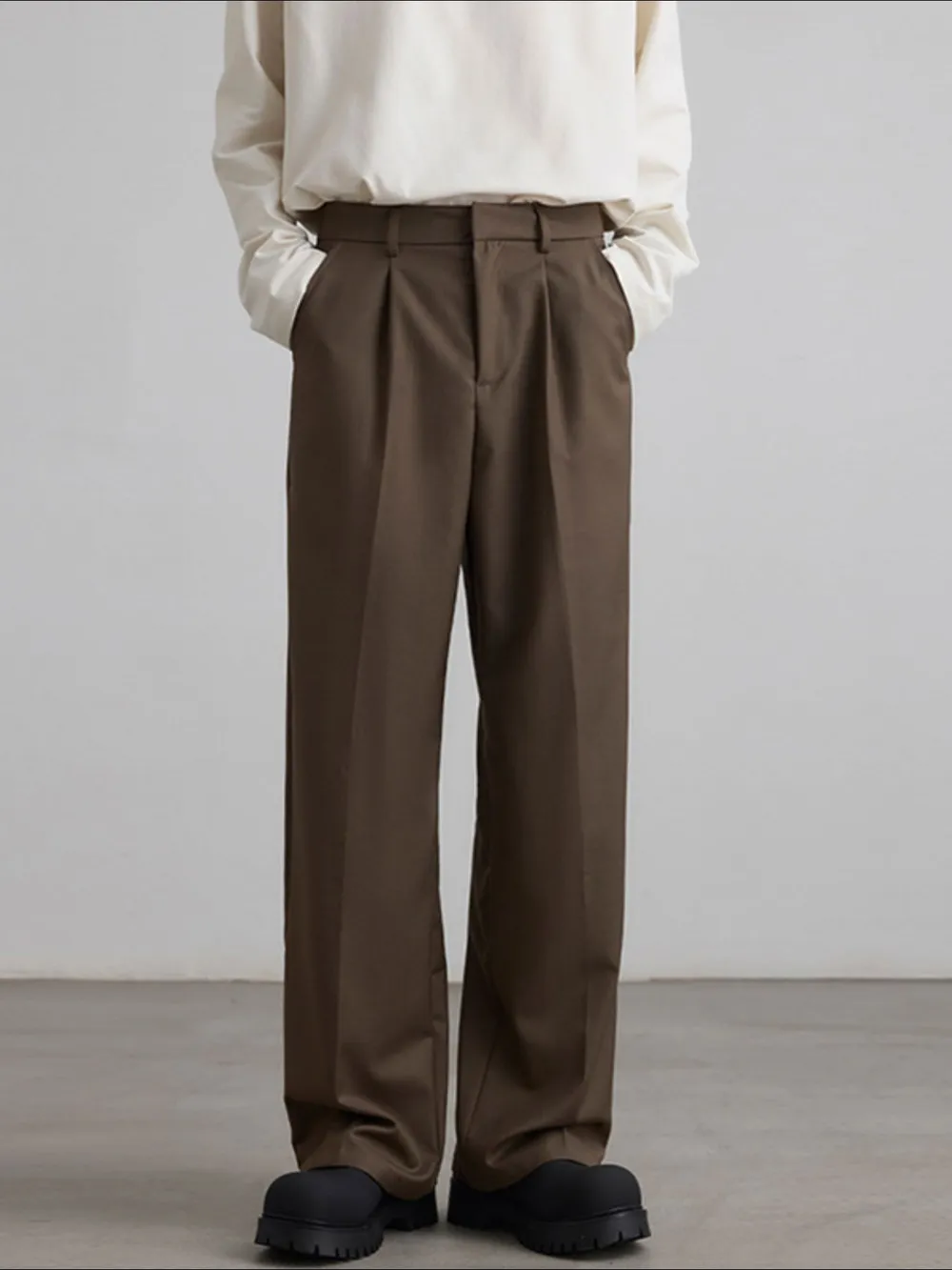 Men's Wide Leg Pleated Flowy Drape Pants, image 4