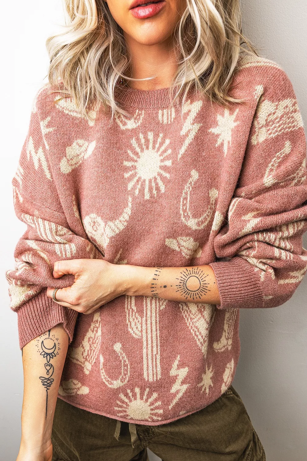 Western Graphic Round Neck Sweater, image 7